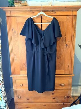 Eloquii black Ruffle Wrap Midi Dress